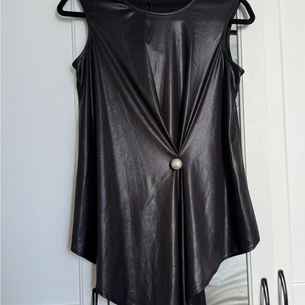 Zara Black Asymmetrical Embellished Tank Top
